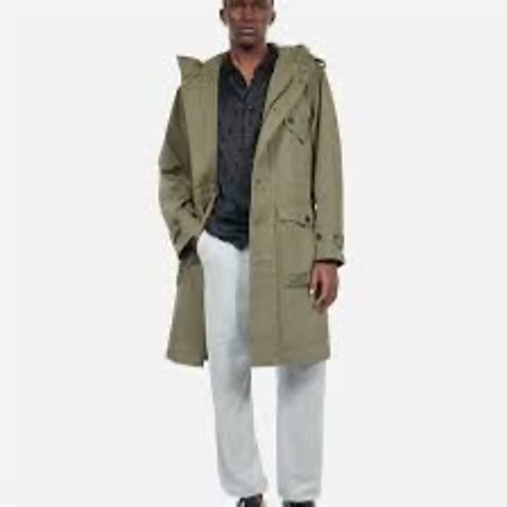 The Kooples Patch-Pocket Relaxed Fit Cotton Parka Coat Mens Olive Size‎ L NWT